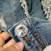 Boho Denim Torn Jacket with Rhinestones