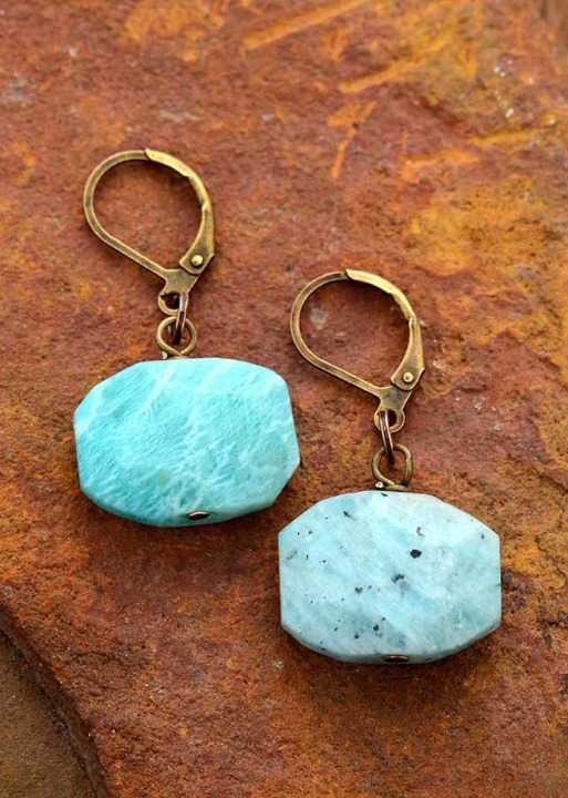 Boho Dangle Earrings Blue Amazonite