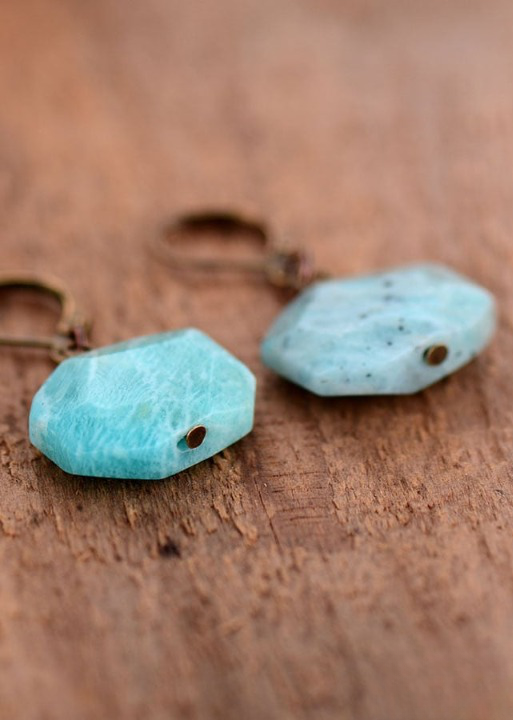 Boho Dangle Earrings Blue Amazonite