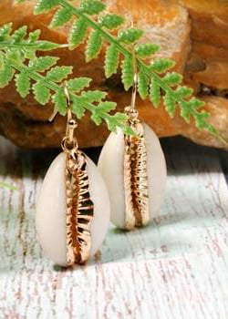 Boho Earrings - Natural Shell Gold