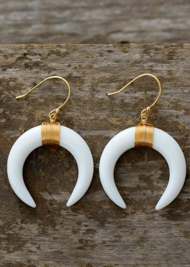 Gold Boho Earrings - Natural Stone
