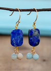 Boho Dangle Earrings - Square Blue Lapise