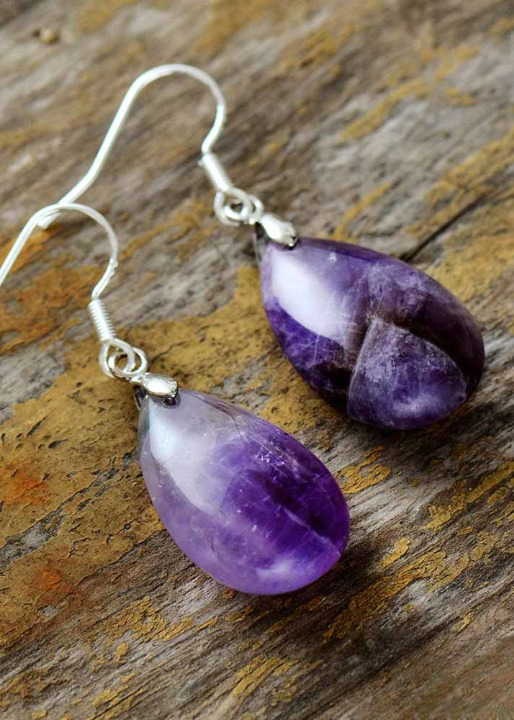 Boho Teardrop Earrings - Purple Amethyst