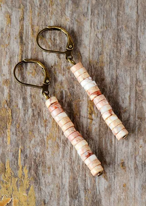 Boho Beaded Dangle Earrings - Natural Stone