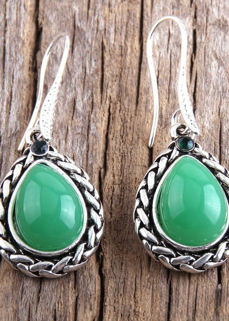 Black Silver Boho Dangle Earrings