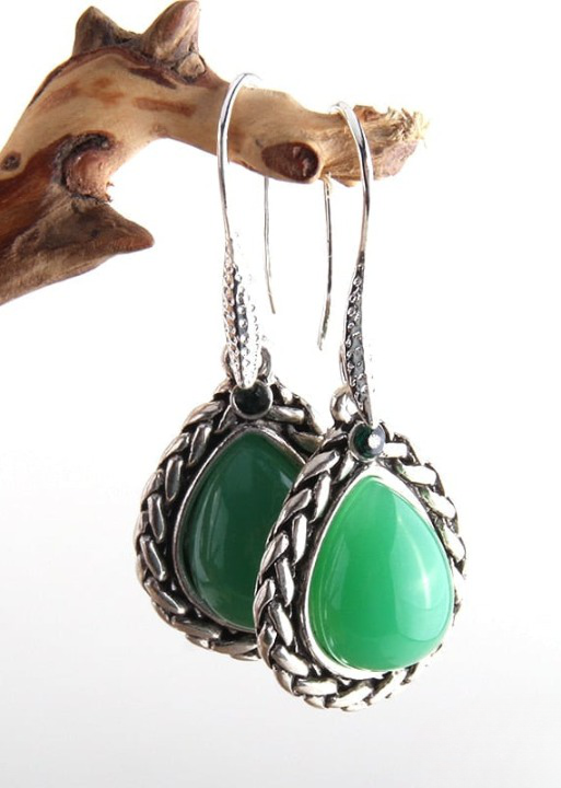 Black Silver Boho Dangle Earrings