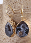 Boho Vintage Earrings Black Stone