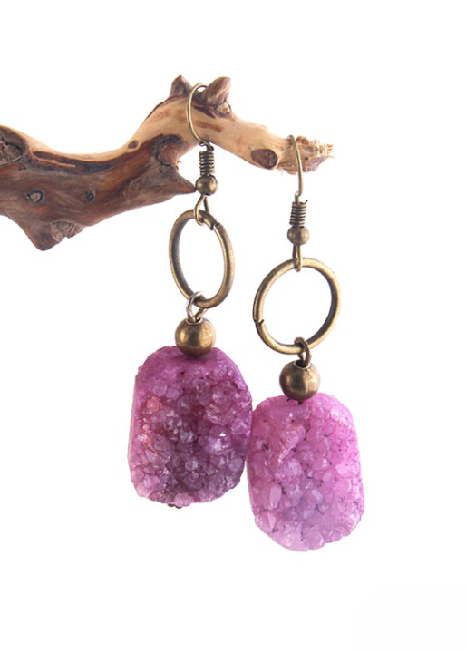 Boho Dangle Earrings - Natural Stone