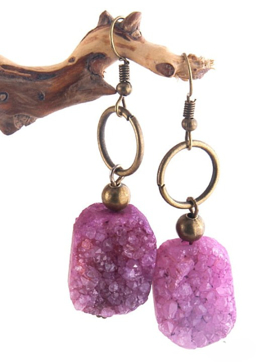 Boho Dangle Earrings - Natural Stone
