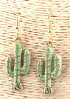 Boho Dangle Earrings - Green Cactus