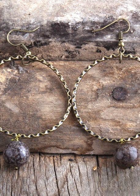 Boho Vintage Earrings - Natural Stone