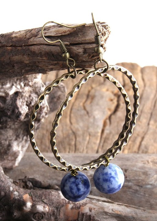 Boho Vintage Earrings - Natural Stone