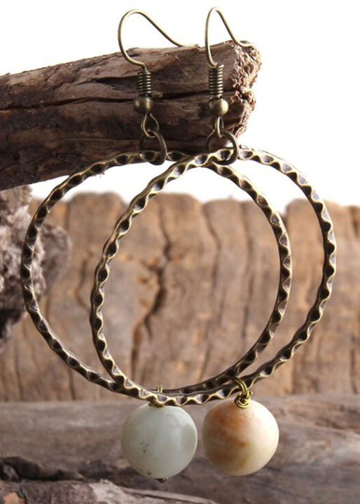 Boho Vintage Earrings - Natural Stone