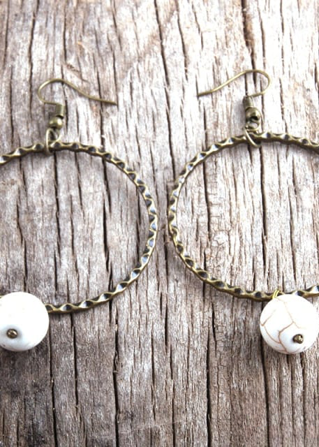 Boho Vintage Earrings - Natural Stone