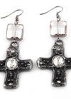 Boho Dangle Earrings - Silver Metal Cross