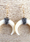 Boho Dangle Earrings - White Horn Moon