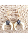 Boho Dangle Earrings - White Horn Moon