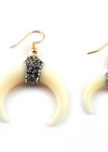 Boho Dangle Earrings - White Horn Moon