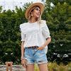 Boho Embroidered Floral White Blouse