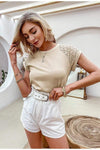 Boho Embroidered Openwork T-shirt