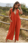 Boho Flared Jumpsuit in Orange-Red