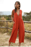 Boho Flared Jumpsuit in Orange-Red