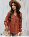 Boho Floral Brown Blouse