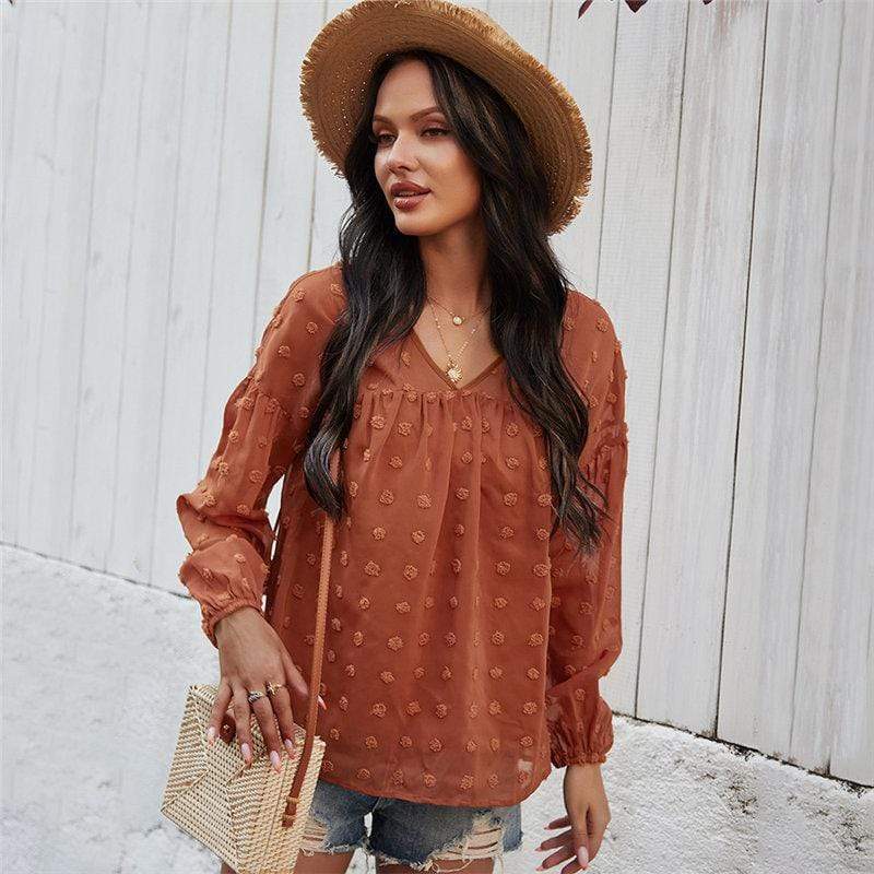 Boho Floral Brown Blouse