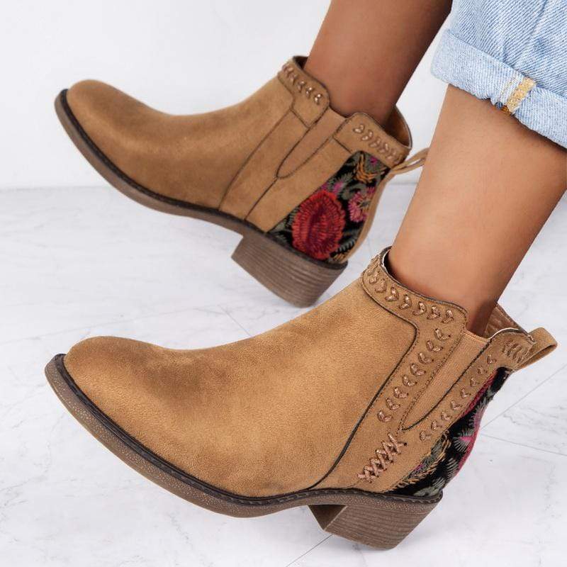 Boho Floral Camel Boots