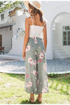 Boho Floral Fluid Split Green Pants