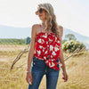 Boho Floral Red Blouse