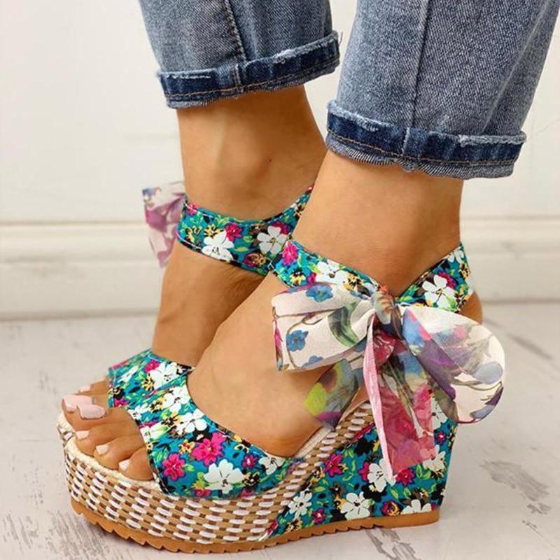 Boho Floral Wedge Sandals Boho Mood