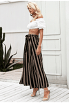 Boho Fluid Striped Split Black Pants