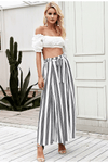 Boho Fluid Striped White Pants