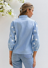 Boho Folkloric denim shirt floral embroidery pattern