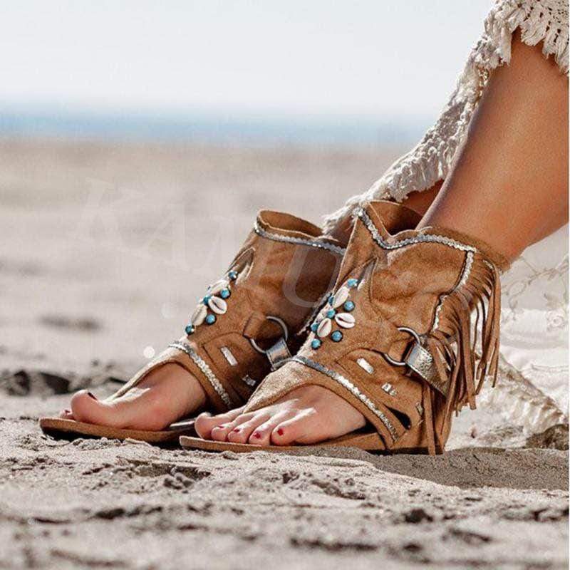 Fringe sandals sales