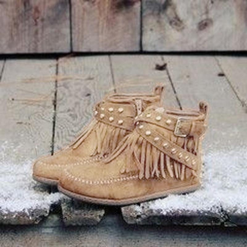 Boho Fringes Stud Boots