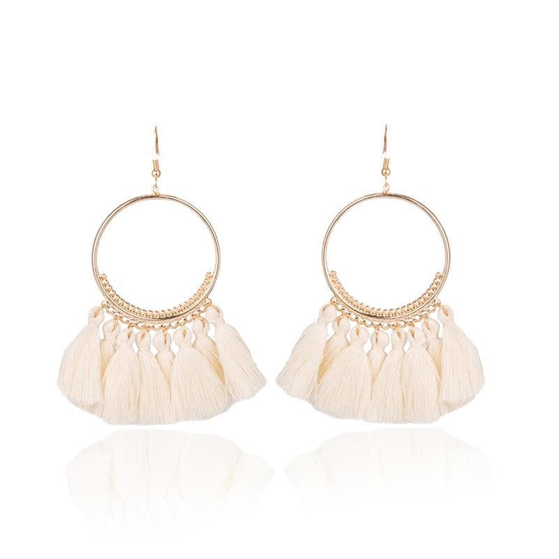 Boho Gold Earrings Pompoms