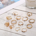 Boho Gold Rings Set Royal
