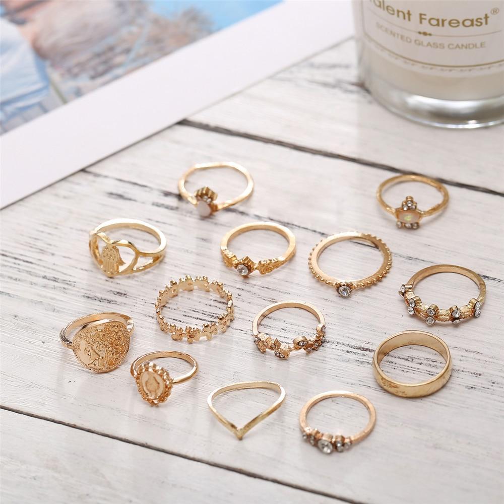 Boho Gold Rings Set Royal