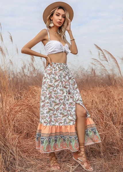 スカート jichoi 24SS Pain as Beauty skirt pants Amazon.com: OYOANGLE Women's Boho Paisley Print High Waist