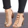 Boho High Heeled Lace-Up Open Boots