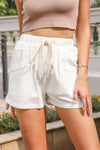 Boho High-Waisted White Short