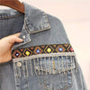 Boho Hippie Light Wash Denim Jacket