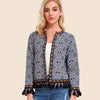 Boho Jacket with Geometric Print and Pompoms