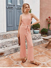 Boho Jumpsuit with Salmon Pink / White Stripes