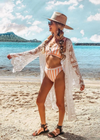 Long Boho lace Kimono with flared sleeves