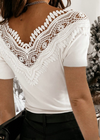 Boho White blouse lace V-neck