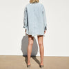 Boho Light Wash Denim Torn Overshirt