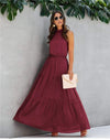 Boho Long Dress in Burgundy